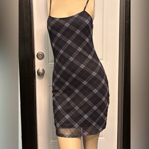 H&M Navy Plaid Slip Dress